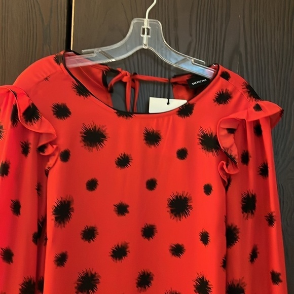 Who What Wear red with black design 3/4 sleeved dress. Size Small. NWT - Picture 8 of 11